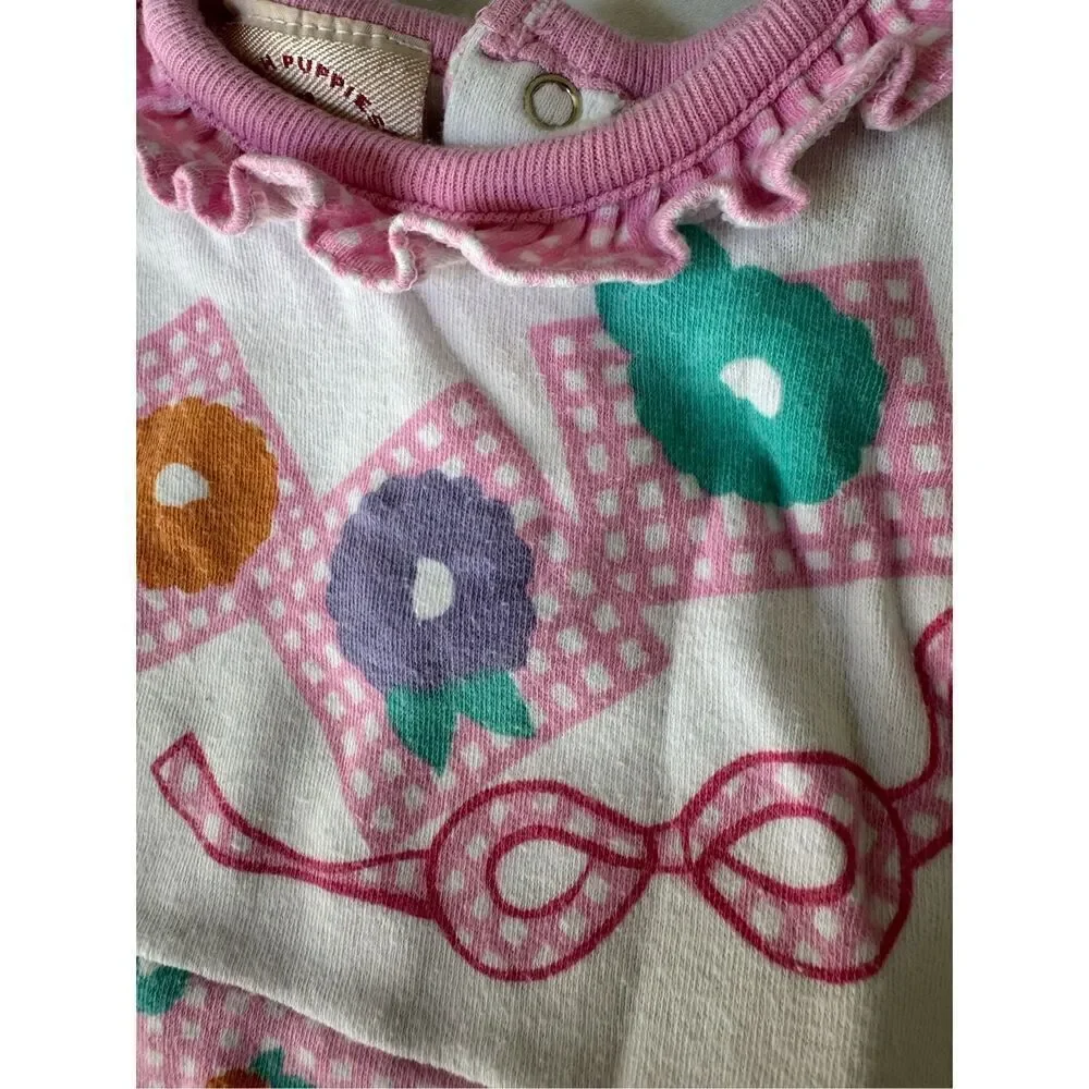 Hush puppies Baby girl 80s 90s retro vintage 3-6 month floral ruffle